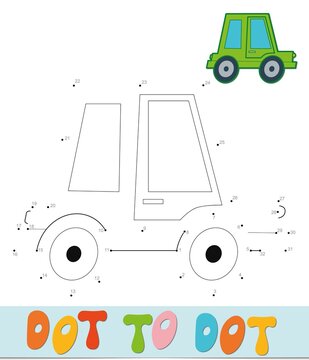 Dot To Dot Puzzle. Connect Dots Game. Car Vector Illustration