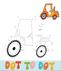 Dot to dot puzzle. Connect dots game. tractor vector illustration