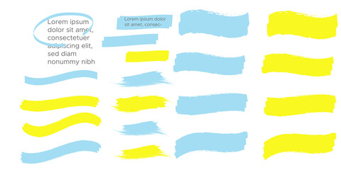 Obraz premium Marker marks. Yellow marker text selection vector