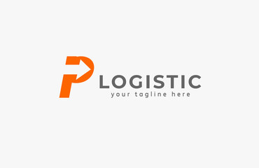 Initial P Logo. letter p with with arrow inside, Usable for  logistic and  Business Logos, Flat Vector Logo Design Template, vector illustration