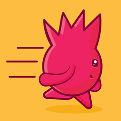 cute pomegranates mascot running isolated vector illustration in flat style