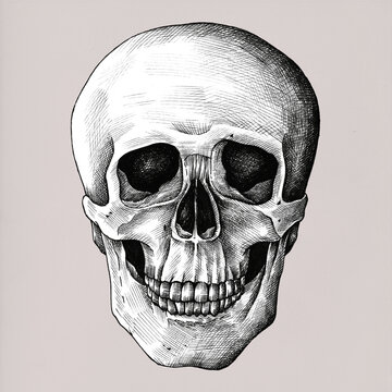 Hand drawn human skull isolated