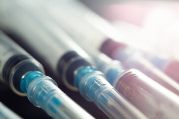 Closeup shot of syringes and hypodermic needles