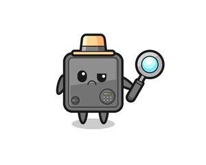 the mascot of cute safe box as a detective