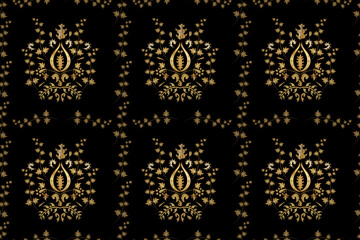 seamless pattern with golden vintage golden elements