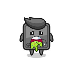 the cute safe box character with puke