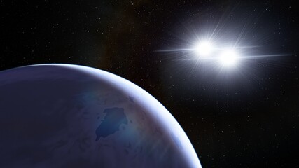 Fototapeta premium Alien Planet in the outer space. 3d rendering