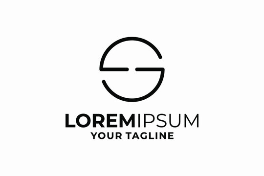 simple line gs logo design circle round minimalist style black color