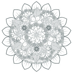 Decorative Doodle flowers in black and white for coloring page, cover, wedding invitation, greeting card, wall art and wallpaper. Hand drawn sketch for adult anti stress coloring page.-vector 