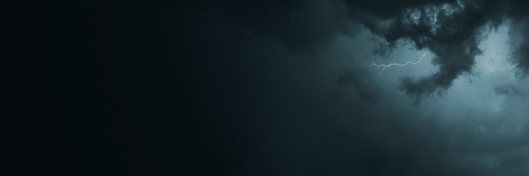 Stormy night sky in the countryside social banner