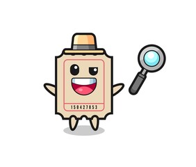 illustration of the ticket mascot as a detective who manages to solve a case