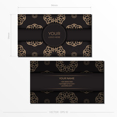 Black business card design with luxurious patterns. Vector business cards with vintage ornament.