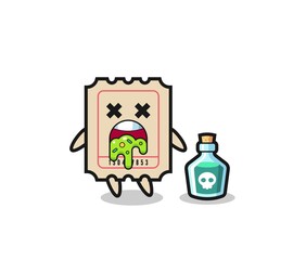 illustration of an ticket character vomiting due to poisoning