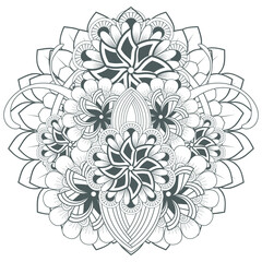 Decorative Doodle flowers in black and white for coloring page, cover, wedding invitation, greeting card, wall art and wallpaper. Hand drawn sketch for adult anti stress coloring page.-vector 