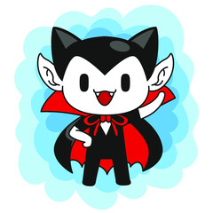 cute little vampire say hi pose, halloween cute dracula