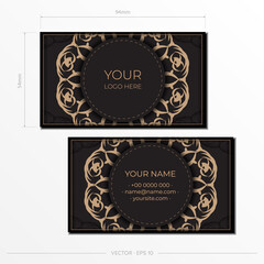 Vector Template for print design of business cards in black with luxury ornaments. Business card preparation with vintage patterns.
