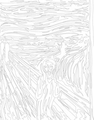 The Scream (1893) by Edvard Munch adult coloring page
