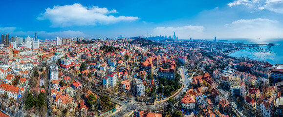 Aerial photography of the old town of Qingdao, China