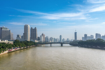 Architectural landscape skyline of Ningbo city center, China