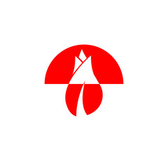 red and white half rose icon logo