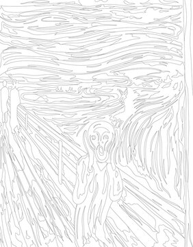 The Scream (1893) By Edvard Munch Adult Coloring Page