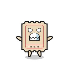 wrathful expression of the ticket mascot character