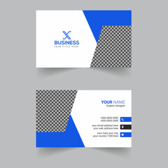 Blue Modern corporate Business Card template Premium Vector
