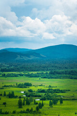 Fototapeta premium The wetland landscape in Hulun Buir, Inner Mongolia, China, summer time.