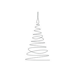Christmas tree line drawing vector illustration