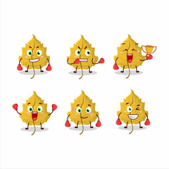A sporty hazel leaf boxing athlete cartoon mascot design