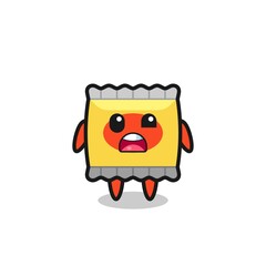 the shocked face of the cute snack mascot