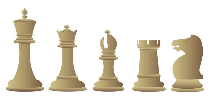 Chess pieces rook, knight, bishop, queen, king vector illustration with gradient. American Chess Day concept.