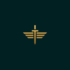 line art wing sword logo design. logo template