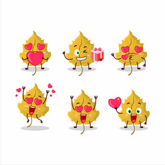 Hazel leaf cartoon in character with love cute emoticon