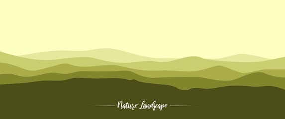 Obraz premium Landscape vector illustration of mountain with hill layers. Adventurial landscape illustration good for background, backdrop design, desktop background, adventurial banner, travel banner.