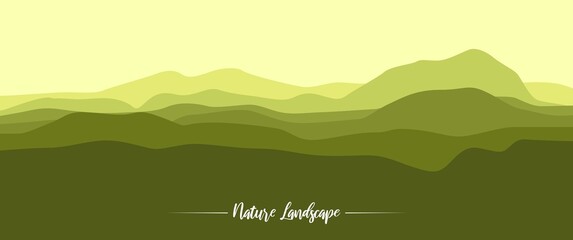 Mountain or Uphill landscape vector illustration, adventure landscape illustration. Good for background, desktop background, backdrop design, travel banner, adventurial banner or background.