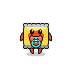 baby snack cartoon character with milk bottle