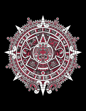 aztec calendar red