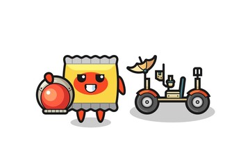Fototapeta premium the cute snack as astronaut with a lunar rover