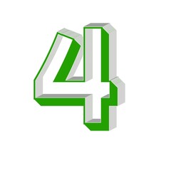 Fototapeta premium 3d number 4 green, white background