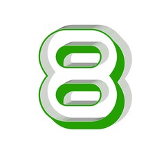 3d number 8 green, white background