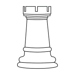 Rook chess piece outline vector illustration. American Chess Day concept.