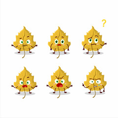 Fototapeta premium Cartoon character of hazel leaf with what expression