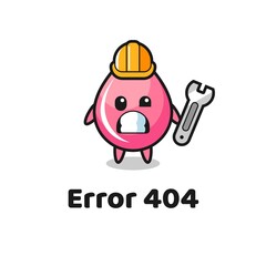 error 404 with the cute strawberry drop juice mascot