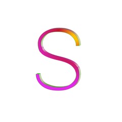 Letter s colorful 3D abstract beautiful white background