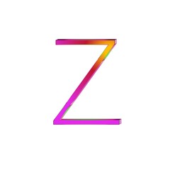 Letter z colorful 3D abstract beautiful white background