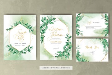 Fototapeta na wymiar Greenery wedding invitation template with hand drawn eucalyptus