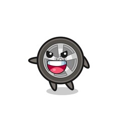 car wheel cartoon with very excited pose