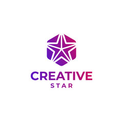 Fototapeta premium Creative star logo, abstract star design, gradient star logo concept, colorful star design, space design, astronomy logo concept