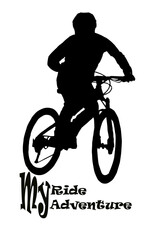 Fototapeta na wymiar silhouette of a mountain bikerperfect for t-shirt mockup